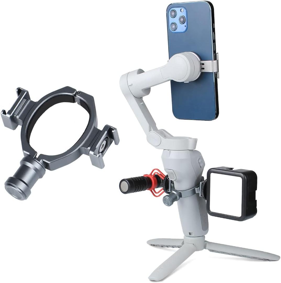 Cold Shoe Adapter for DJI Osmo Mobile SE 7P OM6 & OM4 OM5 & OM3 DJI Osmo Mobile SE 7P 3 4 5 6 Accessories,Applied to Microphone and LED Light Accessory Via 2 Rotatable Cold Shoe Mounts