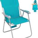 #WEJOY Folding Beach Chair for Adults, Lightweight Beach Chair with Shoulder Straps, High Back Beach Chairs with Hard Armrest, Supports 300lbs for Beach Lawn Concert (#C 1 Pack Cyan)