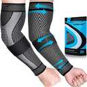 beister Compression Arm Sleeves with Elastic Strap for Men & Women (Pairs), Elbow Braces, 20-30 mmhg Non-Slip Breathable Thick Full Arm Supports for Tennis Elbow, Workouts, Arthritis,Lymphedema,DVT, M