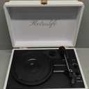 Turntable Vinyl Record Player 3-Speed Suitcase Portable Belt-Driven Record Player with Built-in Speakers RCA Line Out AUX in Headphone Jack Vintage White