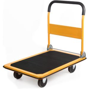 LEADALLWAY Platform Truck Large Size 880lbs Foldable Push Cart 35.8x24x34.3inches Yellow (Yellow 880lbs)