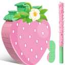 Aoriher Small Strawberry Pinata Summer Fruit Pinata with Stick Blindfold for Girls Boys Kids Fruit Strawberry First Birthday Party Favor Decor Baby Shower Activity Game Supplies, 16 x 12 x 3 Inch