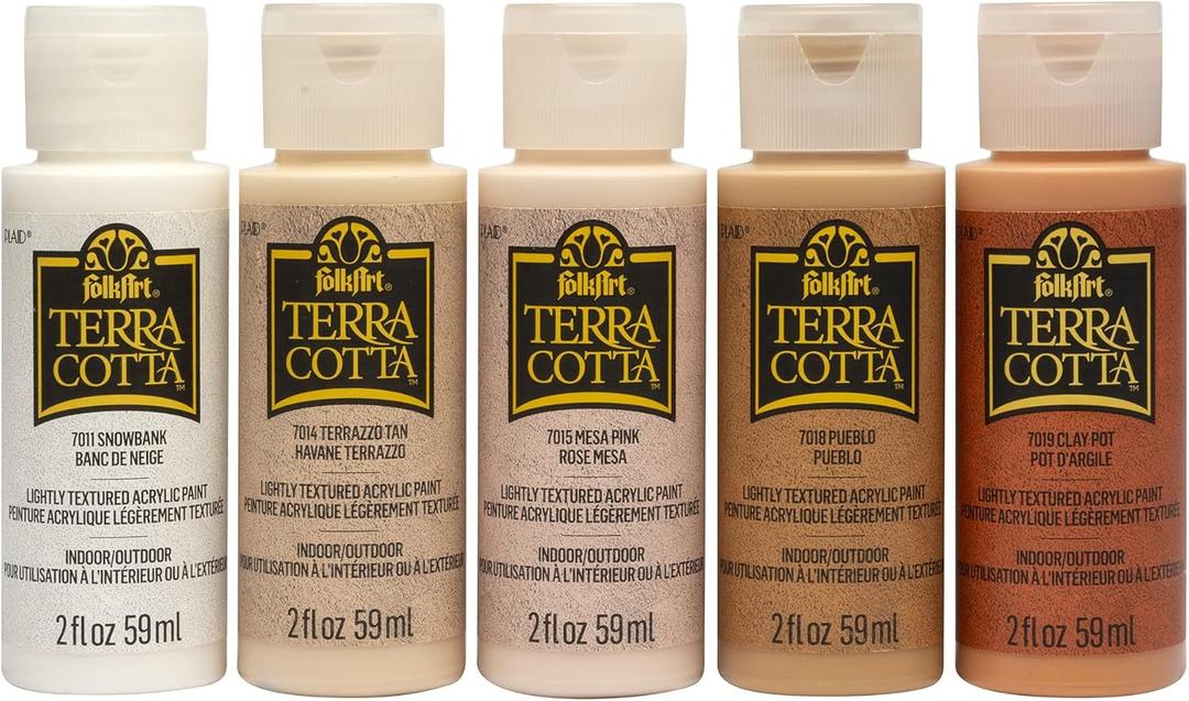 FolkArt Terra Cotta Acrylic Paint Set of 5, Essentials 2 fl oz Assorted Matte Finish Colors For Painting, Drawing & Art Supplies, DIY Arts And Crafts Acrylic Paint For Kids And Adults, 44506