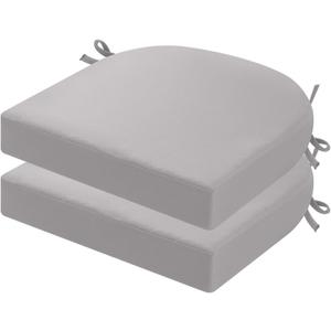 idee-home Outdoor Chair Cushions Set of 2, Thick 17" x 17" x 3" Outdoor Seat Cushion Patio Furniture Waterproof with Ties, Patio Chair Pads Dining Silver Grey