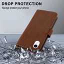MONASAY Wallet Case Compatible for iPhone XR, 6.1-inch, [Glass Screen Protector Included] [RFID Blocking] Flip Folio Leather Cell Phone Cover with Credit Card Holder, Brown
