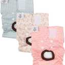 CuteBone Dog Diapers Female Washable Small Medium Large 3 Pack Reusable Doggie Diapers Puppy Period Pants for Doggy Heat Cycle Peeing