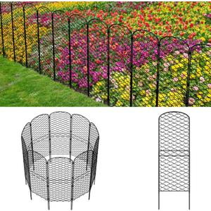 Decorative Garden Fence 10 Pack, 38in(H) x 10ft(L) Animal Barrier Fence, Rustproof Metal Fencing for Yard, Dog Rabbits Wire Section Garden Edging Border for Yard Patio Garden, Arched