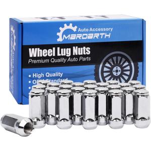 Set of 24, 14x2.0 Lug Nut 1.9" in XL Chrome Bulge Acorn Compatible with 2004-2014 Ford F-150 Expedition 14X2