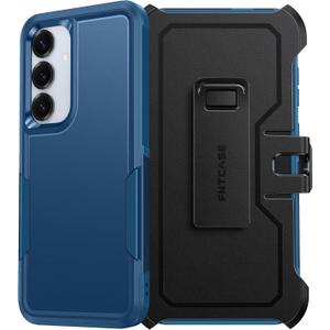 FNTCASE for Samsung Galaxy S25 Case: Galaxy S24 Case Heavy Duty Drop Protection with Rugged Belt-Clip Holster & Kickstand Military Grade Shockproof Durable Protective Cell Phone Cover (Blue)