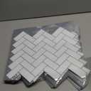 White Herringbone 3D Peel and Stick Backsplash Tile - 10 Sheets Glossy Wall Tiles for Kitchen Bathroom PVC Self Adhesive Tiles for Walls Fireplace 12"x12"