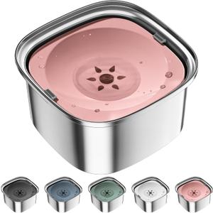 UPSKY 3L Dog Water Bowl 101oz Stainless Steel No Spill Large Capacity Dog Food Water Bowl Slow Water Feeder, Spill Proof Pet Water Dispenser Vehicle Carried Travel Water Bowls
