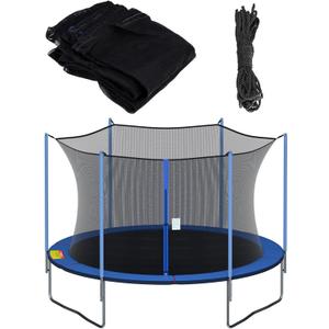 Cliselda Trampoline Replacement Safety Net for 6 Straight Poles Round Frame Trampolines, Breathable and Weather-Resistant, with Adjustable Straps, Zippers, Protection Buckles (Net Only)