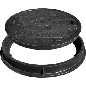 Round 20in Fiberglass Manhole Cover and Frame,18in Clear Opening