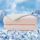 EMME Cooling Comforter Twin Size, Double-Sided Cooling Blanket for Hot Sleepers, Q-Max>0.45 Breathable Summer Quilt for Night Sweater, Cold Touch Lightweight Duvet Insert (Pink,68 x 90)