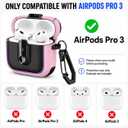 KASOTT Case for AirPods Pro 3 (2025), Secure Lock Rugged Protective Cover, Compatible with MagSafe Wireless Charging, with Carabiner, Cleaning Brush & Anti-Loss Lanyard (Pink+Blue)