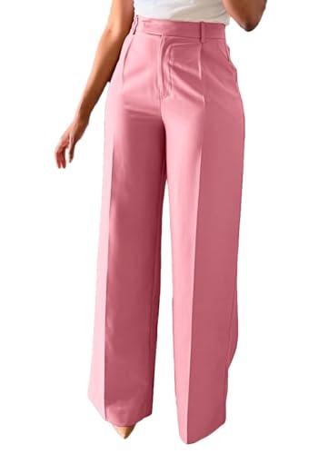 Lucuna Women's Wide Leg Dress Pants High Waisted Straight Leg Slacks Business Office Work Pants Trousers Pink XL Lucuna Women's Wide Leg Dress Pants High Waisted Straight Leg Slacks Business Office Work Pants Trousers Pink XL