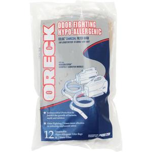 Oreck Vacuum Cleaner Bags for Handheld Vacs, Pack of 12, White, Hypo-Allergenic, Part # PKBB12OF, Oreck Odor Fighting Vacuum Bags