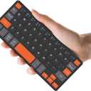 Universal Wireless Keyboard Ultra Light Portable Mini Keyboard with Adjustable Angle Stand&Leather Case,Computer Keyboard Rechargeable Travel Bluetooth Keyboard for iPad Android,Windows and iOS-Orange