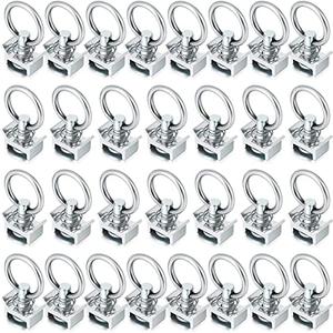 Hotop 10 Pcs Single Stud Fitting L Track 4,000LB Capacity with Stainless Steel Round Ring Aluminum Keeper Cargo Control for Airline Track Logistic Installation