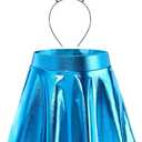 Sintege Halloween Alien Headband and Metallic Flared Pleated Skater Skirt for Costumes Supplies (Blue) Large