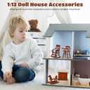Silipull 5 Pcs 1: 12 Scale Wooden Dollhouse Furniture Set Miniature Wood Bedroom Furniture Wooden Dollhouse Accessories Encourage Creative and Imaginative Play for Kid Miniature Bathroom (Wood Color)