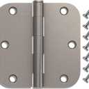 9 Pack Brushed Nickel Hinges, 3.5 Inch Radius, Fit Standard Doors, Satin Nickel Finish