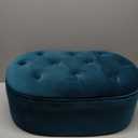 BIRDROCK HOME Tufted Oblong Velvet Ottoman - Mid Century Modern Upholstered Foot Rest with Steel Legs - Soft Padded Foot Stool, Accent or Vanity Chair for Living Room, Bedroom or Dorm (Teal)