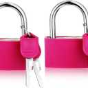 2Pack Aluminum Locker Lock With Key - Large Padlock With 1.6inch Wide Body, Waterproof for Gym, Shed, Gate, and Storage Unit (Pink)