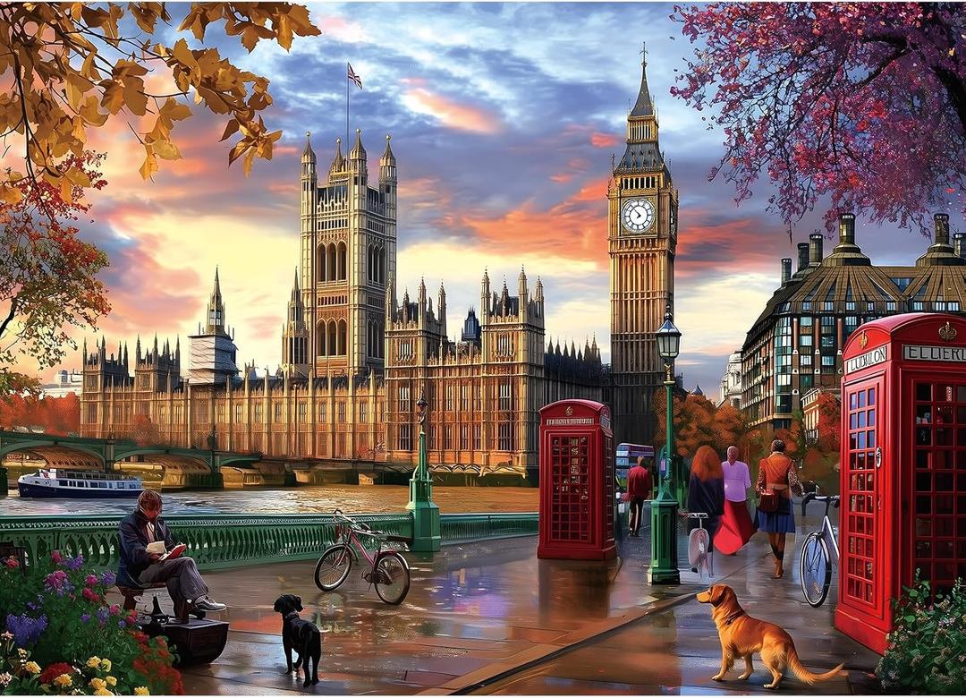 1000 Piece Puzzle for Adults, London Big Ben Westminster Palace Jigsaw Puzzles, Funny Puzzle, Perfectly Fitting Pieces, Home Decor Birthday Party Gift for Adults Seniors 27.5" x 19.7"