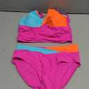 Doumlop Girls Swimsuit Color Block Girls Bathing Suit Twist Tankini Set Two Piece Girl Swimwear Bikini Set for 9-16 Years (Hot Pink)