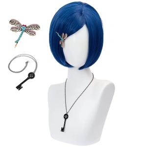 Dark Blue Wigs with Bangs for Women Short Bob Wig Cosplay Costume Halloween (Adult dark blue)