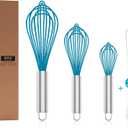 Silicone Whisk,Heat Resistant 480F Whisks For Cooking Non Scratch,Stainless Steel wired wisk,Plastic Rubber Whisk Tool For Nonstick Cookware Pans,Silicon Wisks Set of 4,Blue (Premium(Blue Pack))