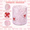2 Pcs Pink Bow Icon Juice Glass 14 oz Bow Reusable Stemless Icon Drinking Glasses Cups for Birthday Wedding Party Supplies Gift, Large (EXP 12/08/26)