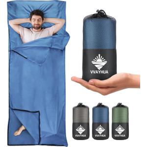 Sleeping Bag Liner, Self Tan Sleep Sack, Adult Sleep Sack, Two-Way-Zipper Expose Feet Separately, Portable Single Camping Travel Sheets for Hotel,Hostels,Business Trips
