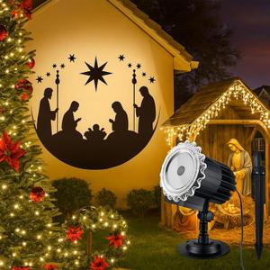 Tuanse Christmas Projector Lights Outdoor Rotating Nativity Projector LED Flood Light Holiday with Stars for Christmas Party Garden Landscape Decoration
