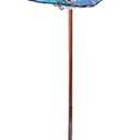 Outdoor Bird Bath Glass Birdbath Garden Birdfeeder with Metal Stake Blue(Height:26inch)