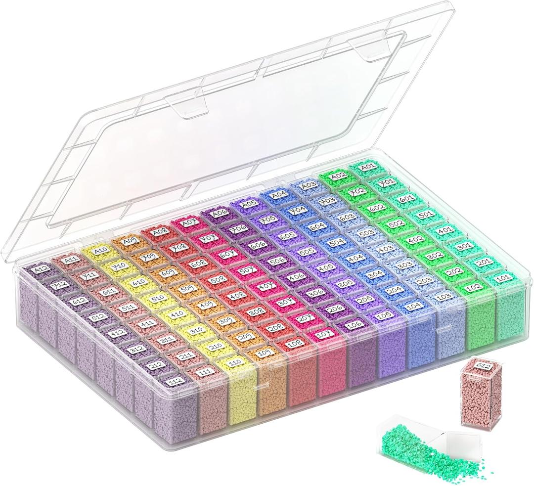Newly Upgraded Transparent Large Capacity Diamond Painting Storage Containers,96 Grid Craft Organizers and Storage, Suitable for Nail Art, Necklaces, Bead Storage Containers