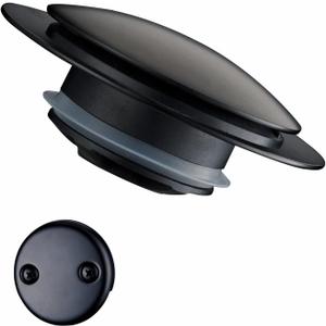 Black Tub Drain Stopper,Welsan Universal Pop Up Bathtub Stopper Replacement Tip Toe, Lift and Turn with 2-Hole Overflow Face Plate Cover and EZ Bath Tub Plug Stopper (Matte Black)