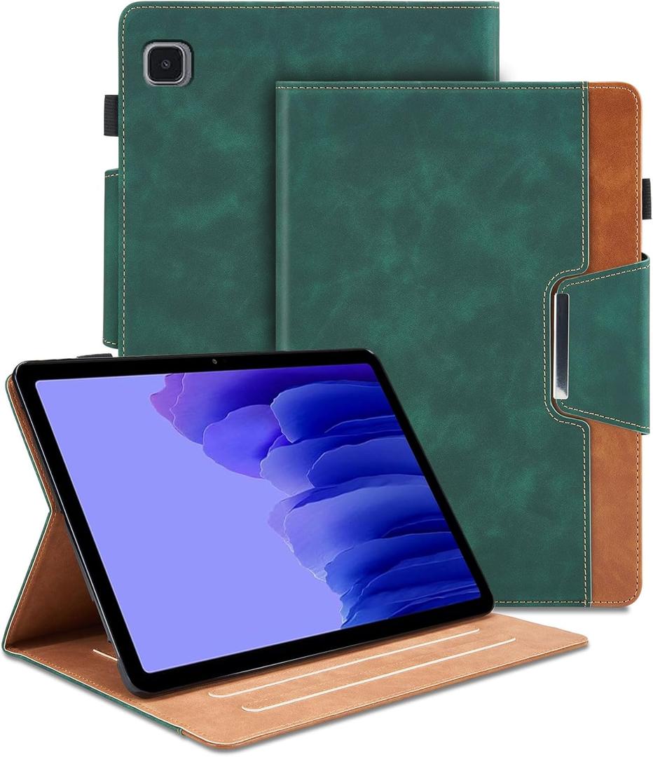 Case for Samsung Galaxy Tab A7 10.4 inch 2022 (SM-T500/T505/T507) - Multi-Angle Viewing Stand Cover with Pocket, PU Leather Folio Case with Magnetic Clasp, Auto Wake/Sleep Smart Tablet Cover, Green