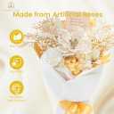 TINGE TIME Preserved Flowers Bouquet, Platinum Faux Rose Bouquets, Eternal Roses Bouquet for Wedding, Table Centerpieces, Mothers Day, Birthday Gifts, Anniversary, Graduation(White & Gold)