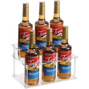 IEEK Coffee Syrup Rack,2 Tier Clear Acrylic Coffee Syrup Organizer with anti slip padfor Coffee Bar,Kitchen.Small Wine Rack for Bar,Family,Storage for Syrup,Wine,Dressing,6 Bottle Capacity