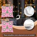 Chinoiserie Porcelain Christmas Tree Lumbar Pillow Covers 18x18 Set of 2 Chinoiserie Pillow CoverPink Bow Chinoiserie Christmas Wreath Pillow Covers for Home Sofa Livingroom (Color-05)