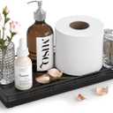 Oak Bathroom Toilet Tank Tray, 13" Wood Toilet Paper Storage Basket Back of Toilet Basket Organizer, Vanity Tray for Perfume Makeup Candle Kitchen Counter Coffee Table Black Tray Decor (13" x 6.5" x 1.5")