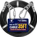Dog Leads for Yard, 35ft Tie Out Runner Steel Wire Cable, Heavy Duty Pet Tether Chains for Dogs Up to 130 Lbs, Outside, Camping, Park (35ft-Black)