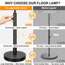 Nintiue 【Upgraded】 Dimmable Floor Lamp for Living Room, 11W LED Bulb Included, Modern Standing Lamp, Tall Pole Light with Linen Shade for Bedroom Reading Office Corner Nursery-Black
