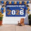 Graduation Decorations 2026 Large Outdoor Banner - Blue Gold - Waterproof 47x67" Class of 2026 Porch Sign for High School College Graduates Party Supplies
