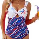 VIMPUNEC American Flag Swimsuits for Women One Piece Tummy Control Bathing Suit 4th of July Swimwear M