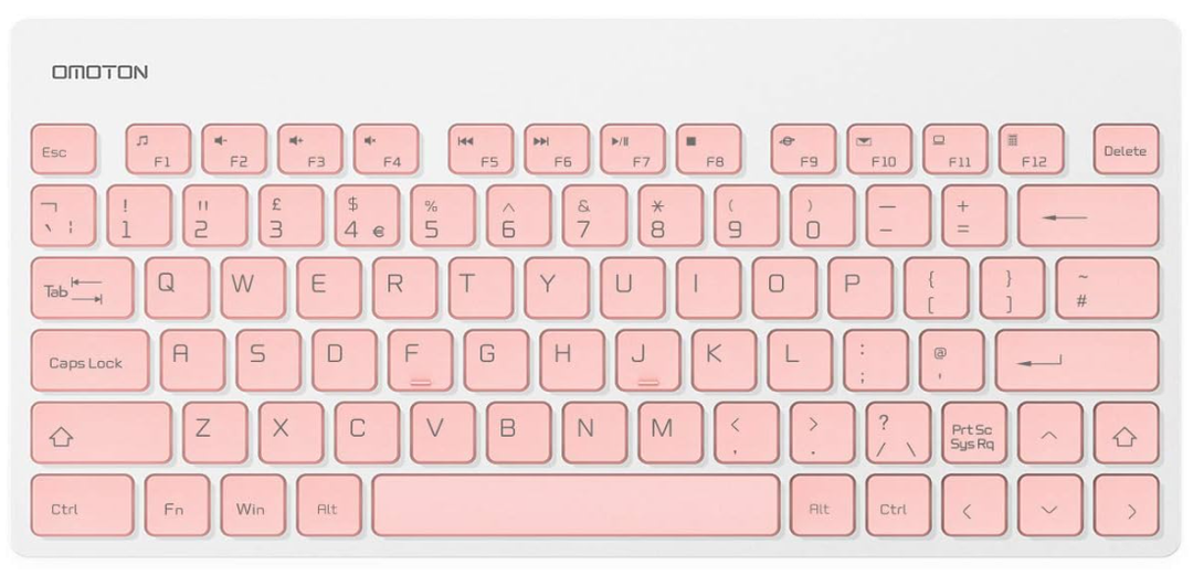OMOTON Wireless Keyboard Compatible with Windows XP/7/8/10/Vista, 2.4G USB Compact Wireless Keyboard with Built-in Foldable Stand, Pink