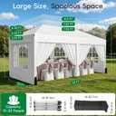 Driftalia 10x20 Pop up Canopy Tent with 6 Sidewalls, Outdoor Canopy with Windows & Roller Bag, Party Tent for Commercial Events, Weddings, Camping - White