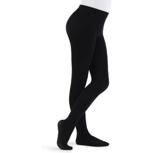 Capezio Little Girls' Ultra Soft Self Knit Waistband Footed Tight (One Size, Black)